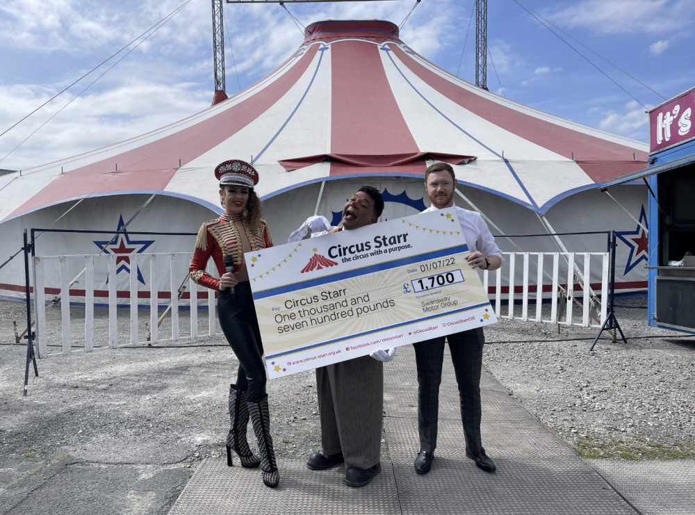 Swansway Motor Group has donated another £1,700 to Circus Starr (Swansway Motor Group).