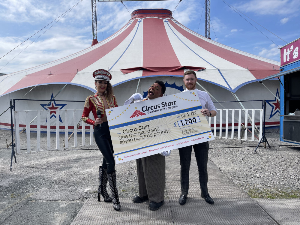 Crewe's Swansway Motor Group have raised almost £92,000 for Congleton's Circus Starr. (Image - Swansway Motor Group)