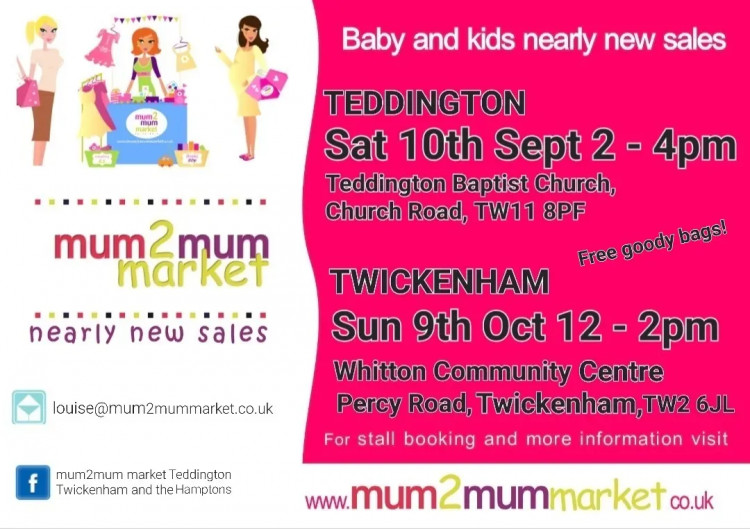 🛍 Mum2mum market is back and hosting another fabulous baby, maternity and children's NEARLY NEW SALE in TWICKENHAM on Sunday 9th October 12pm - 2pm at Whitton Community Centre, Percy Road, Twickenham, TW2 6JL.