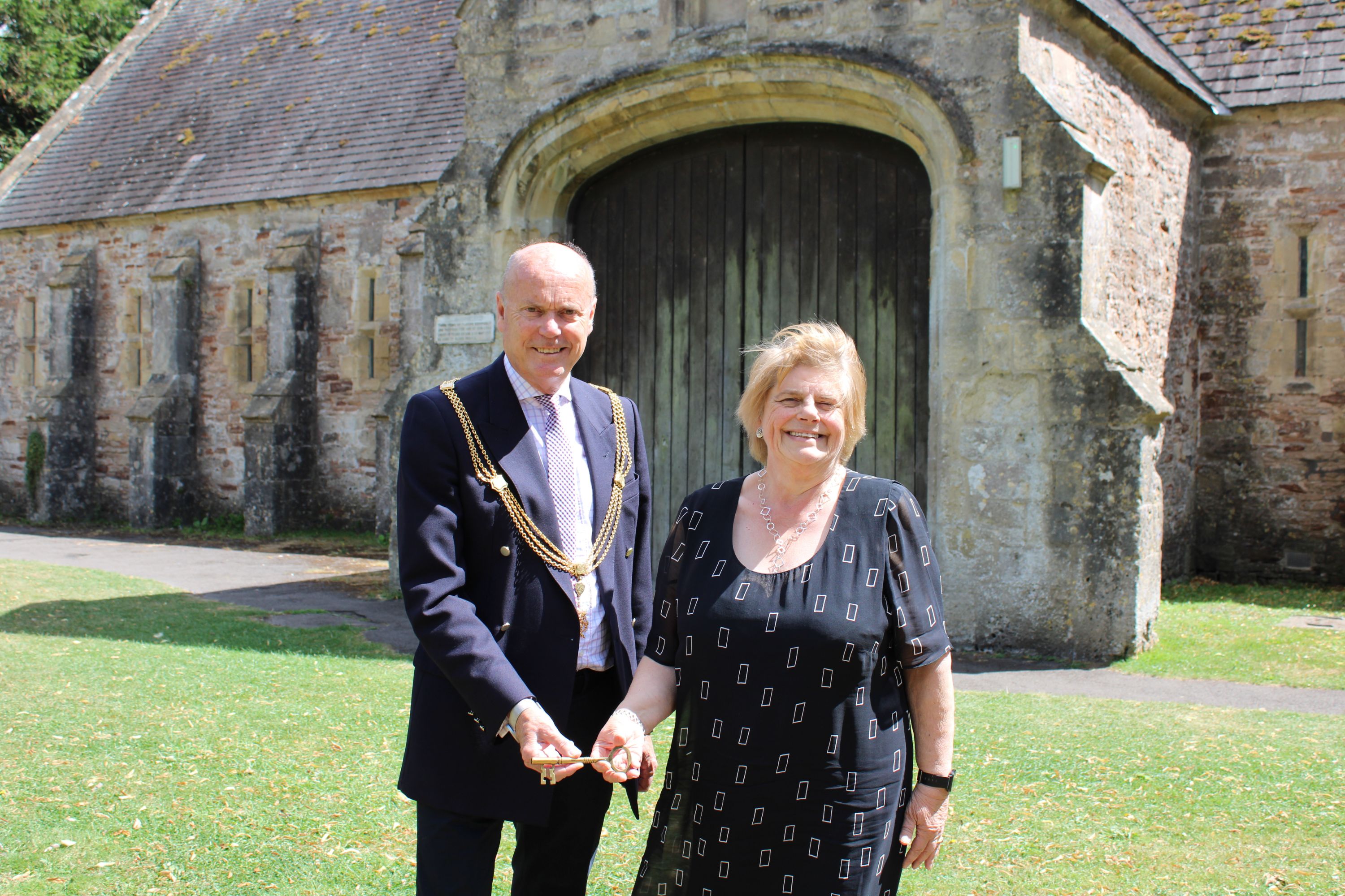 Mayor of Wells, Cllr Stewart Cursley and Leader of Mendip District Council, Cllr Ros Wyke