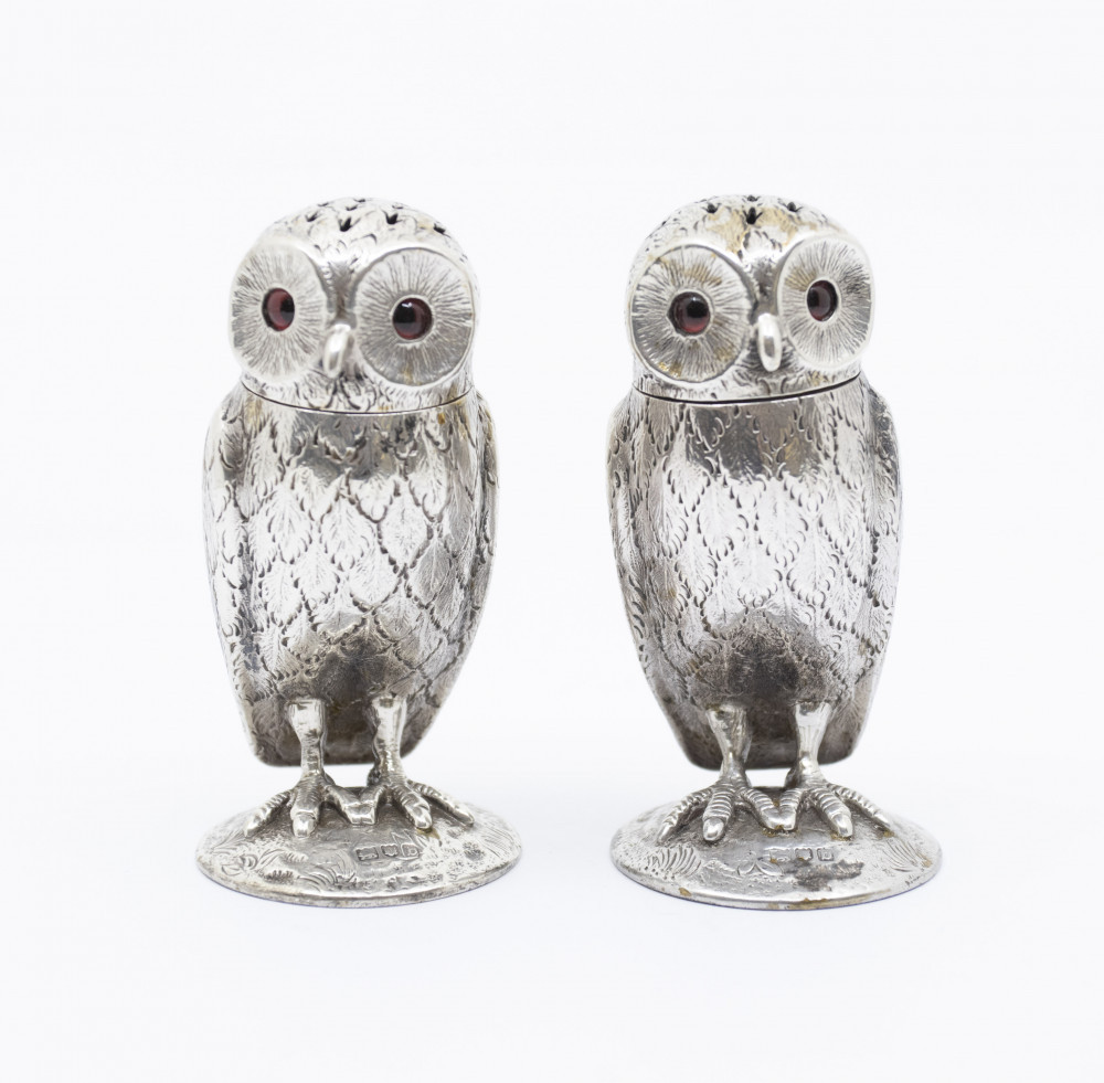 A pair of antique owls soared above their estimate to make nearly £1,000 at auction with Hansons earlier this year (Image by Hansons Auctioneers)