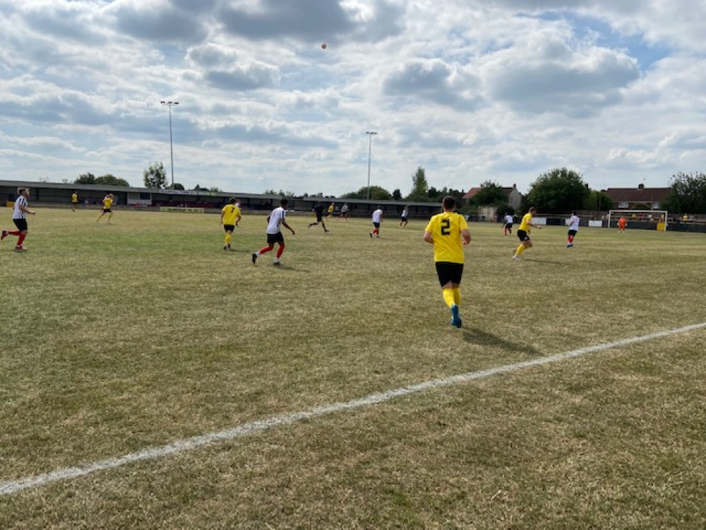 Hucknall Town claimed their first victory of the season with an impressive 4-0 win over St Andrews at Watnall Road on Saturday. Photo Credit: Tom Surgay.