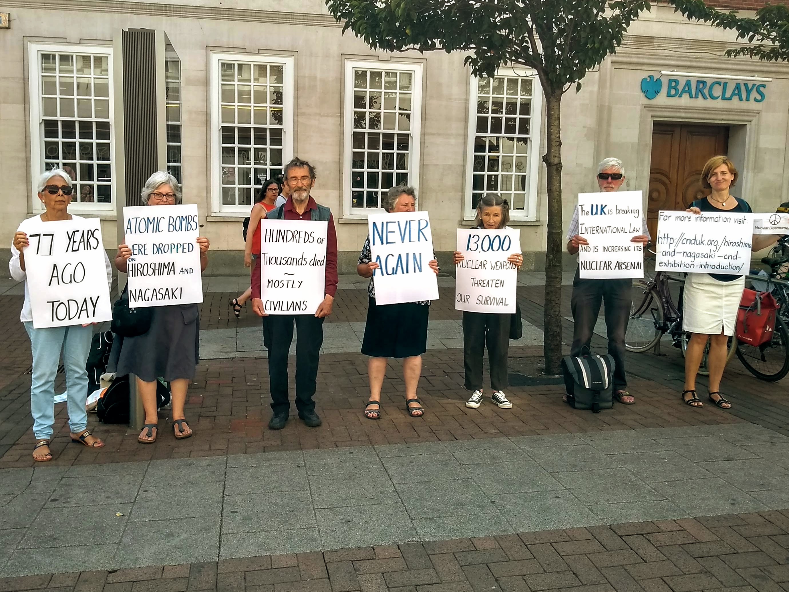 Peace campaigners hold a vigil in central Kingston