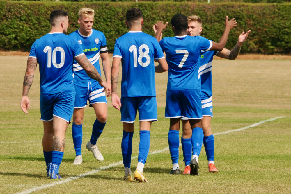 Jose Santa De La Paz (7) celebrates another assist for a Tom Watkins goal (Picture credit: Peninsula Nub News)