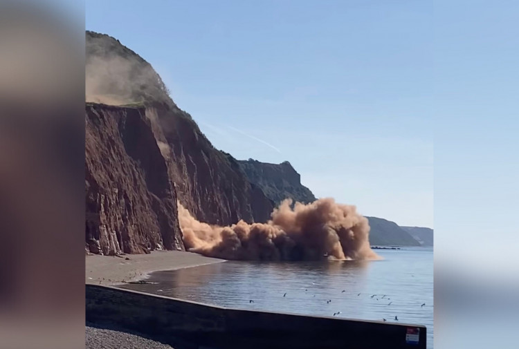 Still from video of cliff fall (Joe Blatherwick)