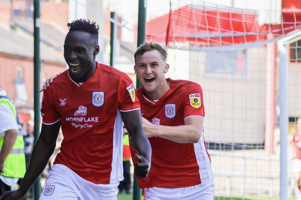Dan Agyei has scored Crewe's opening goal in back-to-back matches to start the campaign (Kevin Warburton).