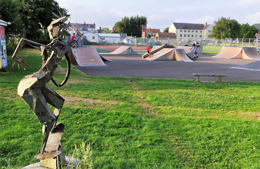 Skateboarder by Greta Berlin, Plottingham Field, Bridport.