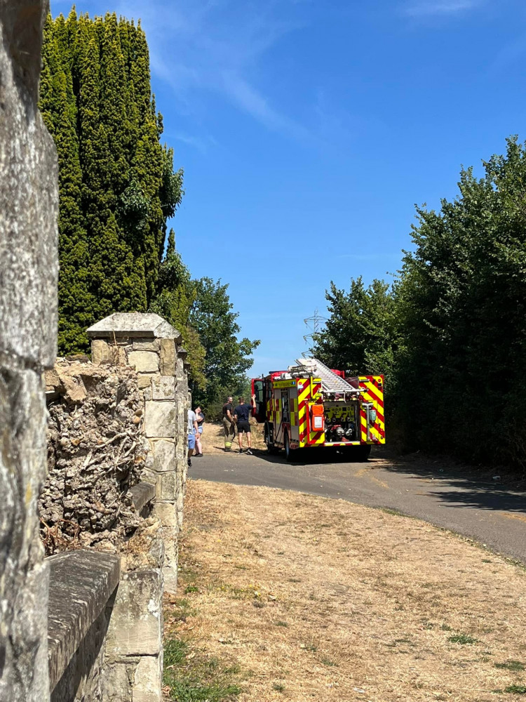 Crews tackled a blaze close to homes today. 