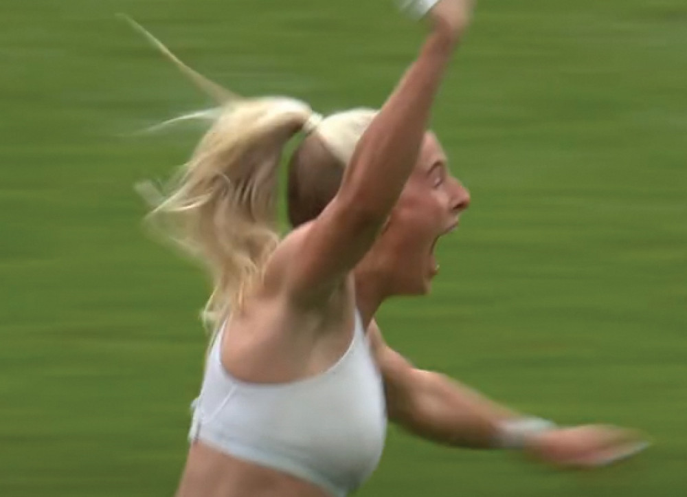 Chloe Kelly came off the bench to score the winning goal for England at Wembley in extra time to secure them the 2022 European Championship (image via EnglandFootball.com / Ealing Nub News)