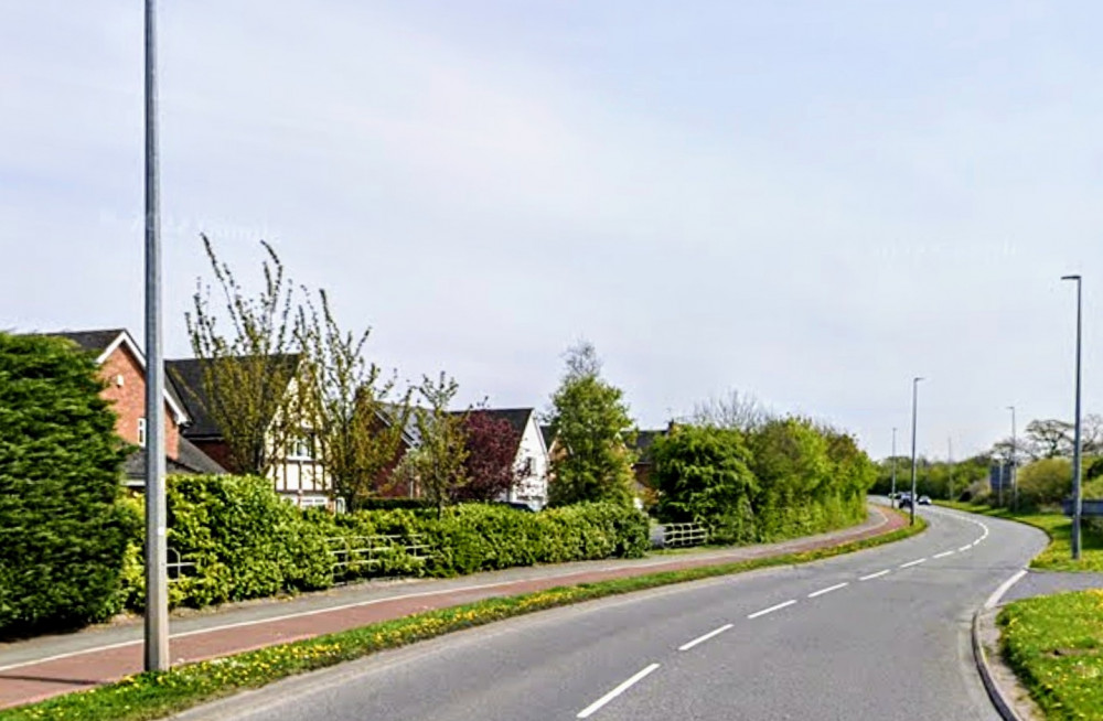 Work has started for a new pedestrian crossing on Peter Destapleigh Way, Nantwich (Google).