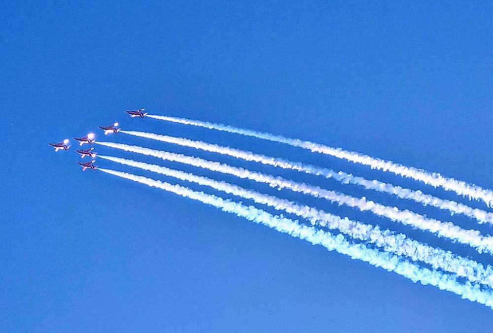 The Red Arrows flew over Crewe at 7:10pm last night (August 11) - seven minutes earlier than anticipated (Crewe Nub News).