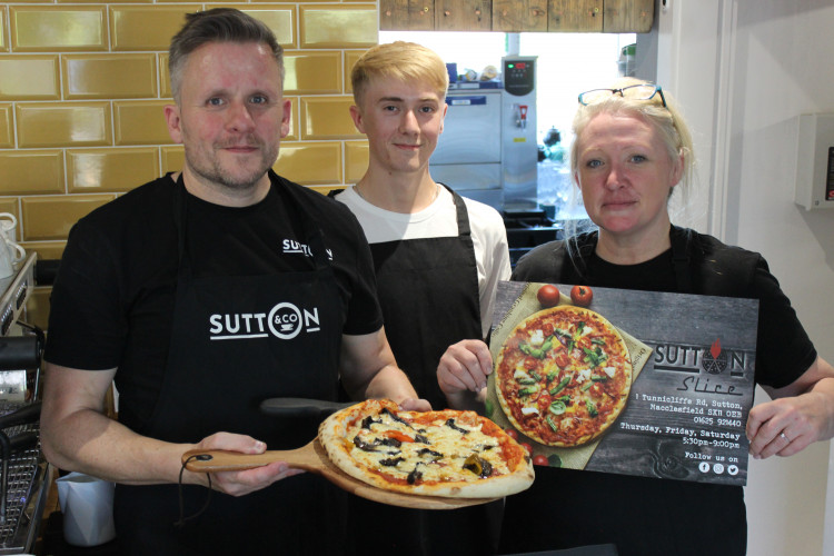 Nigel, Matt and Jess of Sutton & Co, have now launched an evening pizza offering called Sutton Slice. (Image - Alexander Greensmith / Macclesfield Nub News)