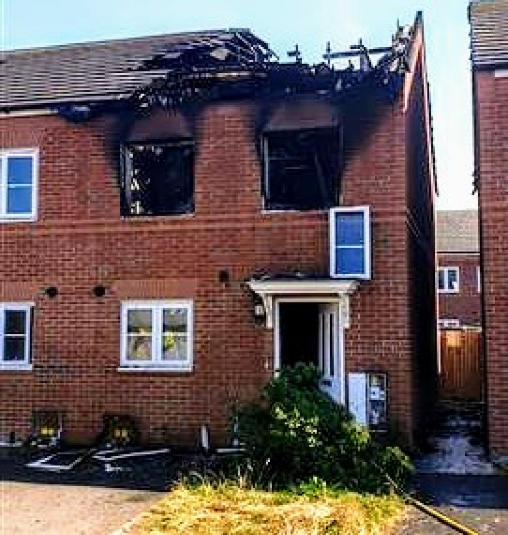 A fire ripped through a house on Blossom Grove, Nantwich - causing huge structural damage to three buildings (Cheshire Fire and Rescue).