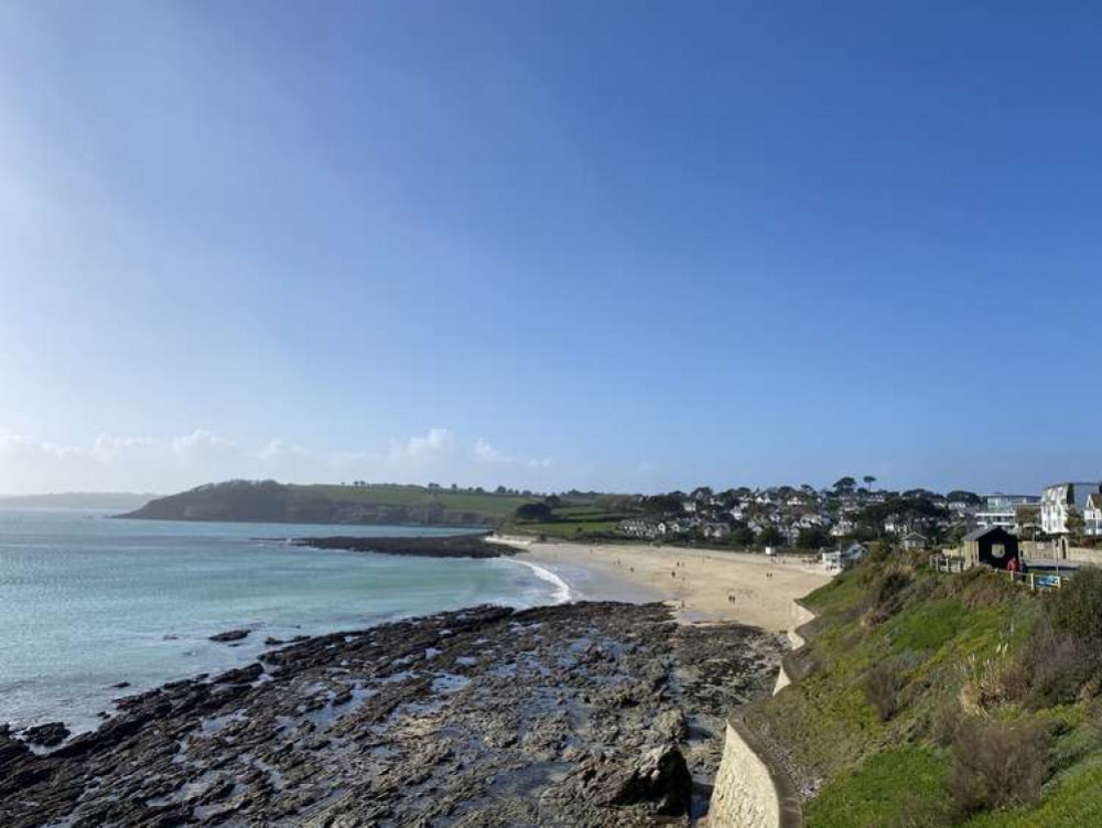 Drought declared in Devon and Cornwall. Gyllyngvase Beach, Falmouth.