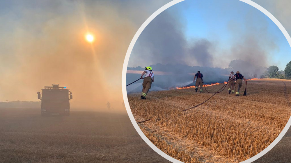 Eight crews tackled a field fire in Langford Road, Wickham Bishops, yesterday. (Photos: Essex County Fire & Rescue Service)