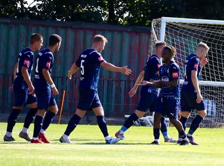 Ryan Scott is congratulated for his winning goal. Picture by Kevin Lamb (Lambpix). 