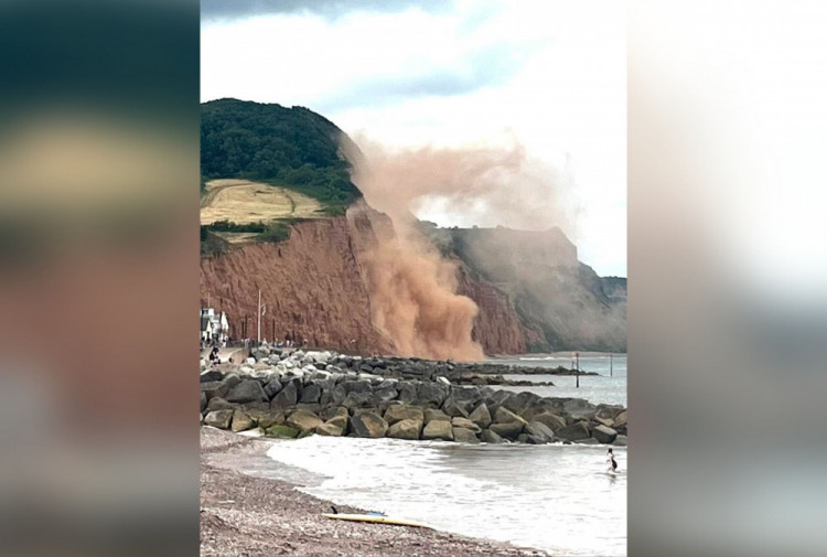 One of the cliff falls on 25 July at East Beach, Sidmouth (Jurassic Paddle Sports)