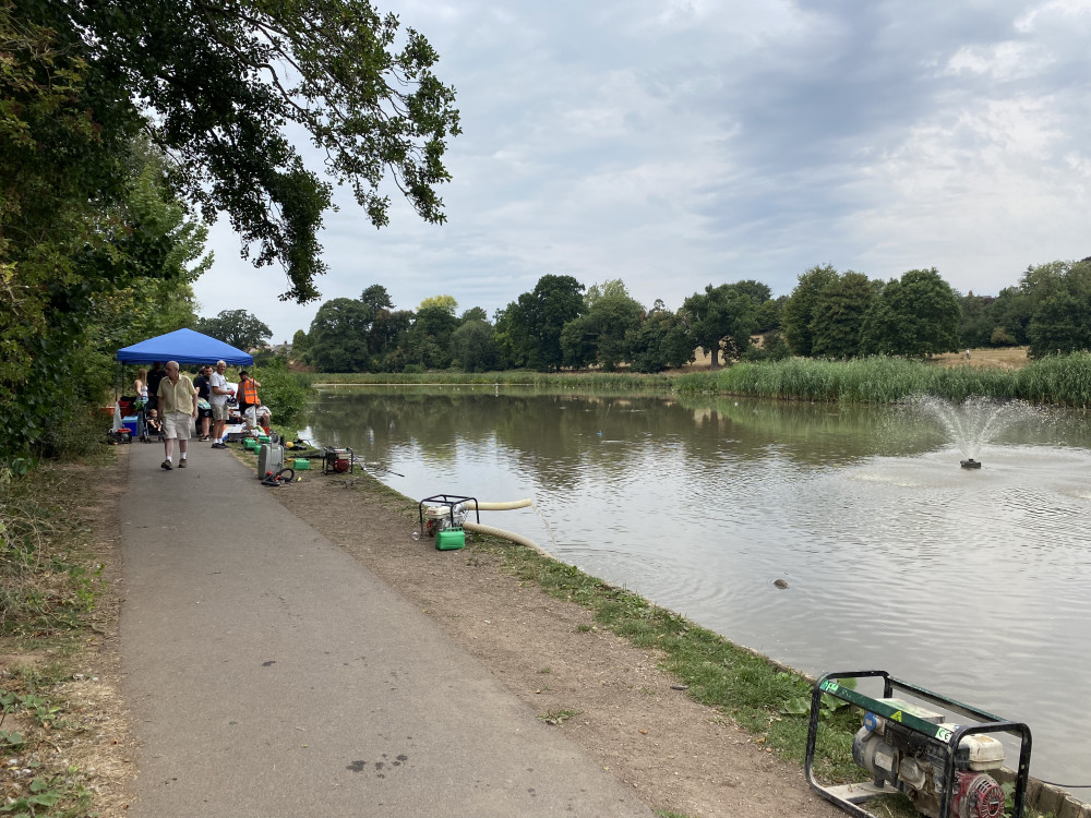 The volunteers have set up camp near the duck feeding station at Abbey Fields (image by James Smith)