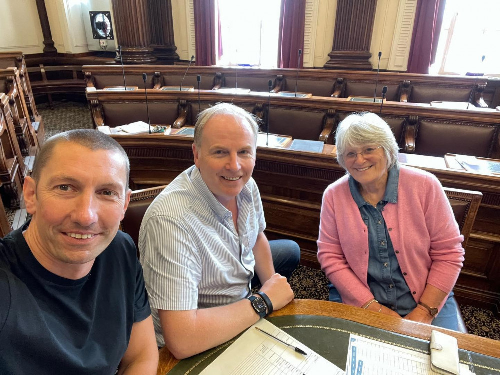 Conservative councillors Tony Cox, Andrew Gardner and Alison Wright