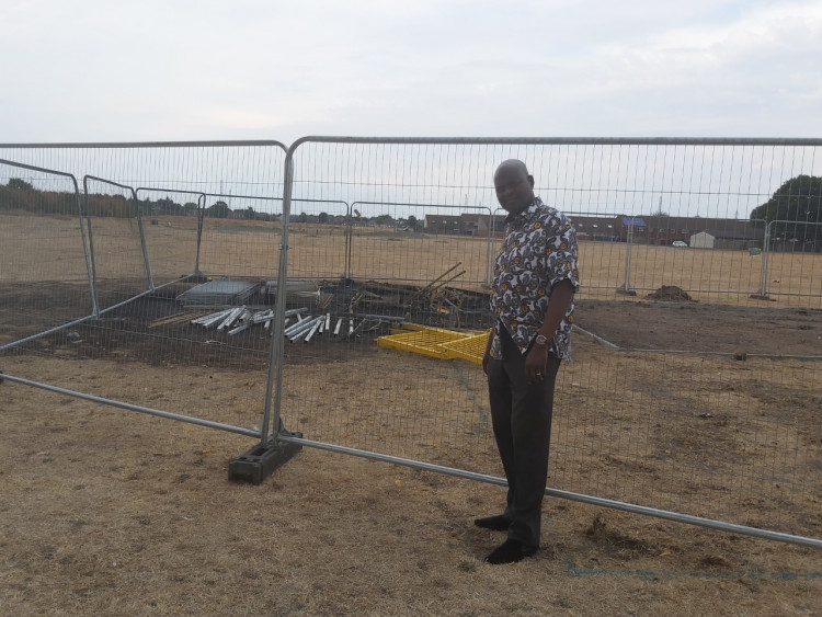 Cllr Daniel Chukwu at the scene of the Orsett Heath fire.