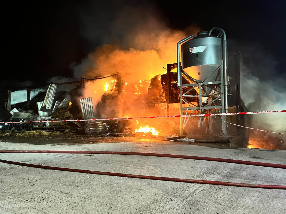 The barn fire (Image: Bridport Fire Station)