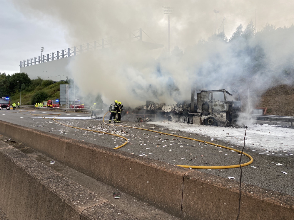 Firefighters at the scene (@HighwaysSWEST)