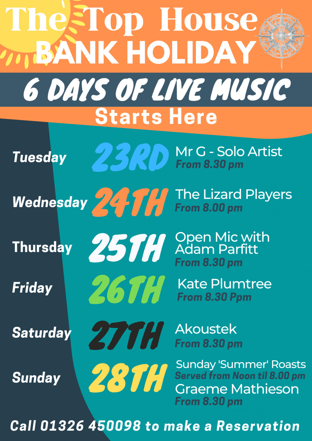 Six Days of Live Music at the Top House Inn Music News Helston