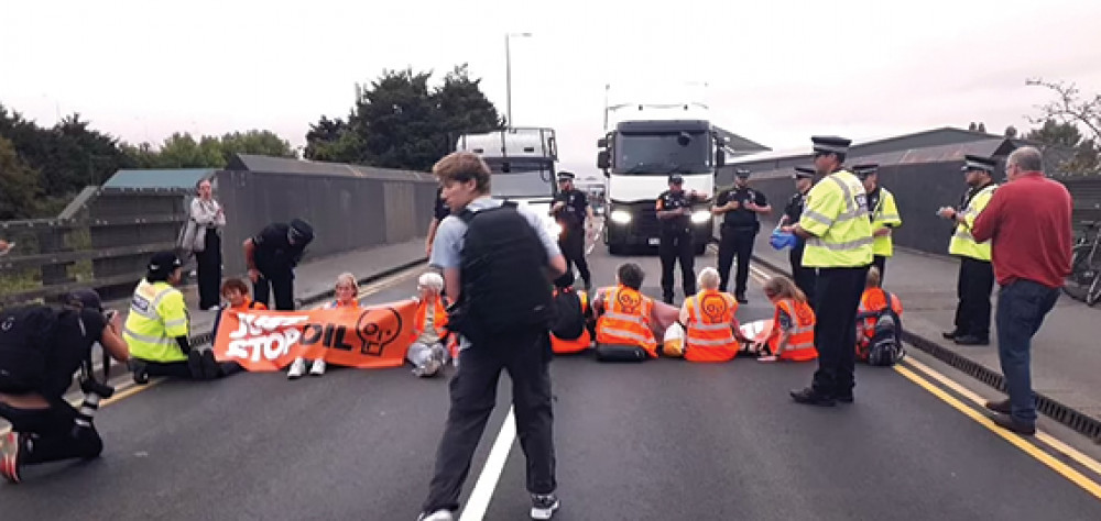 St Clement's Way was blocked by a protest.