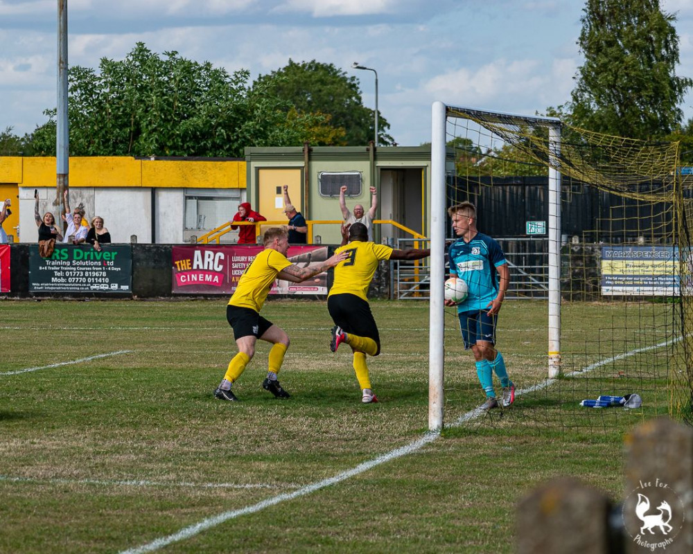 Craig Westcarr celebrates scoring the only goal of the game against Birstall on Saturday. Photo Credit: Lee Fox Photography.