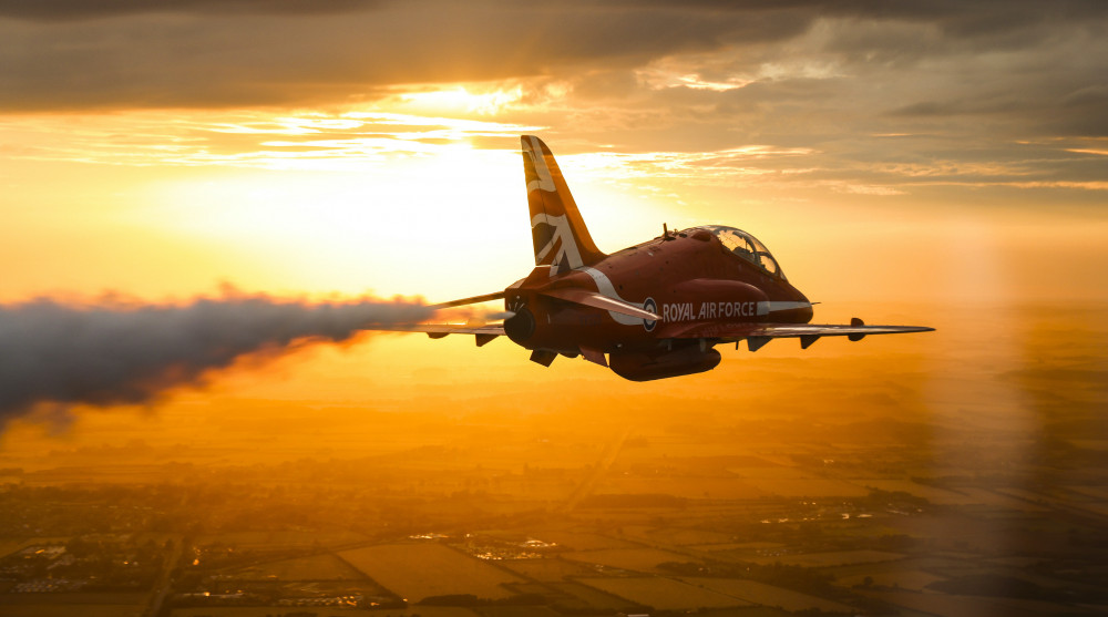 Sunset for Red Arrows flying home (Picture credit: Abigail Drewitt RAF)