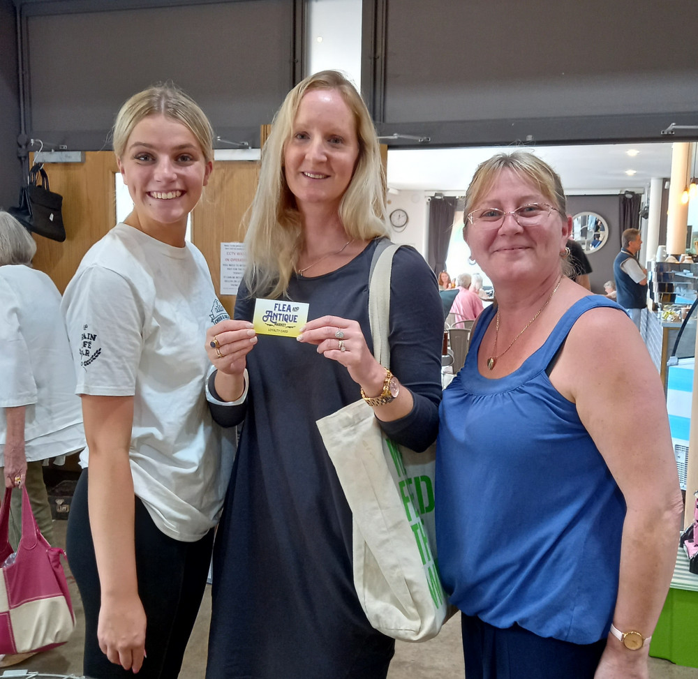 Loyalty Customer Ruth Stacey with Cafe Manager Georgie Rose and Market Manager Carol Liddicoat 