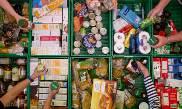 Volunteers sorting items