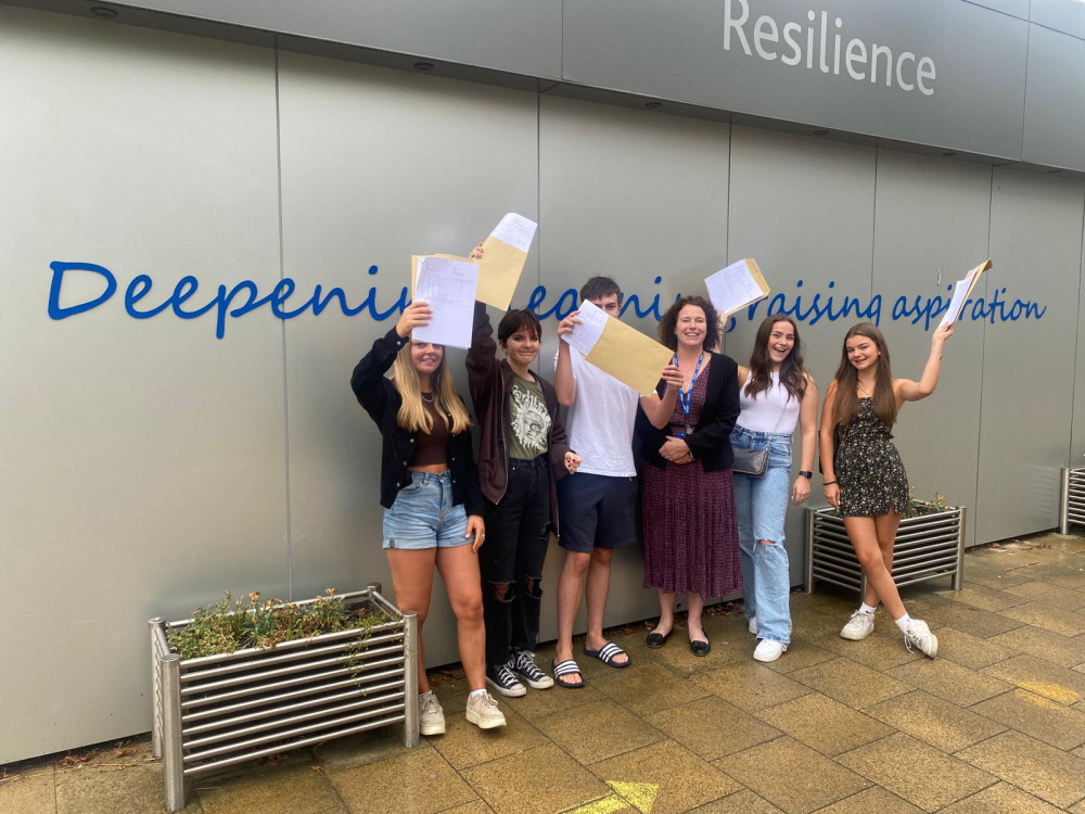 GCSE students at Ormiston Rivers Academy this morning, pictured with Principal Jo Williams.