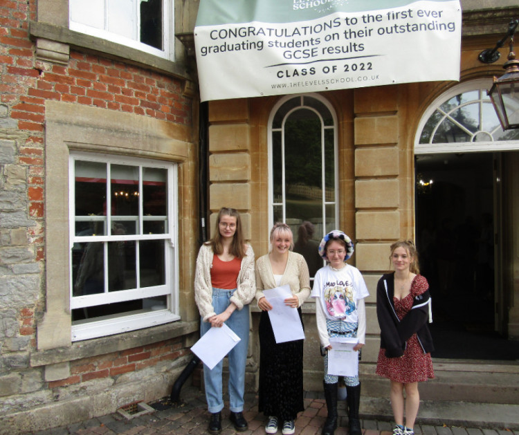 Some of  the Year 11 students collecting their GCSE results!