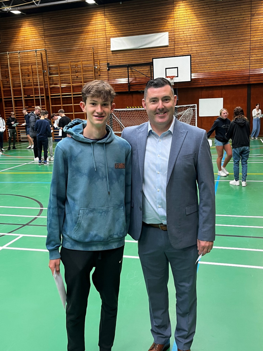Students at The National Church of England Academy in Hucknall are celebrating after achieving a strong set of GCSE results. Pictured: Highest performing student Jacob Hemsley with Head Teacher Martin Brailsford. Photo courtesy of The National Academy.