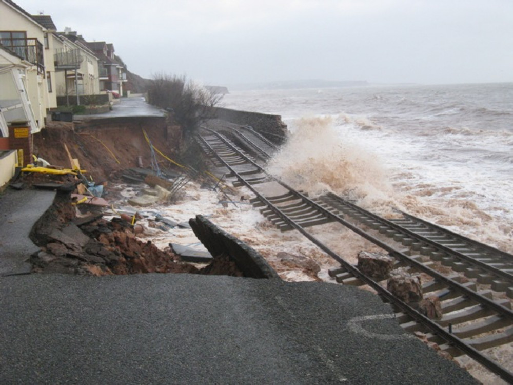 Damage to the railway at Dawlish in Devon (Network Rail)