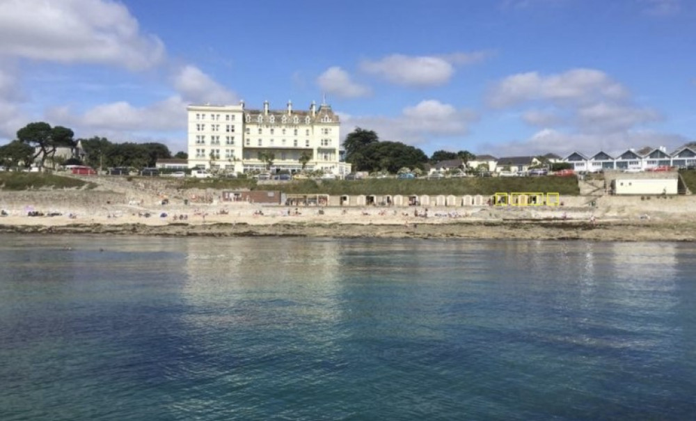 The proposed location of the sauna. Castle Beach, Falmouth.