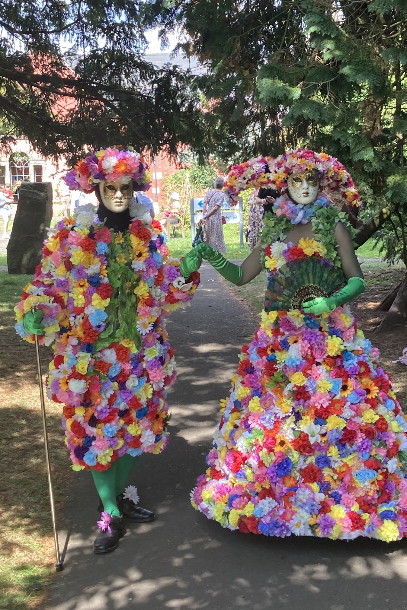 A beautifully adorned couple parade around Cowbridge