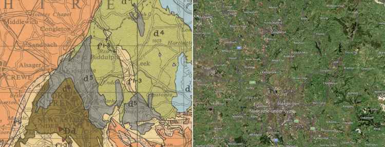 This map from 1955 shows the geology of the local area