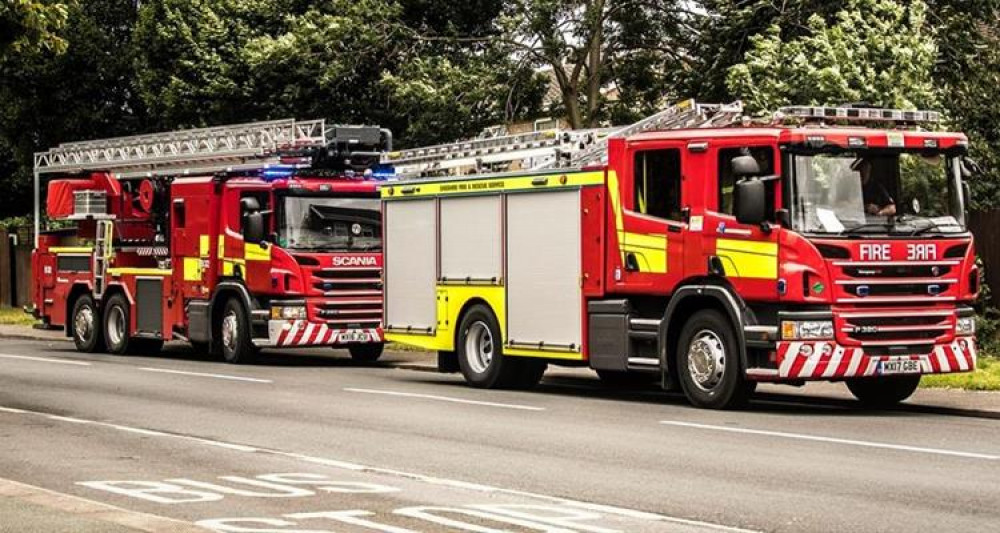 A vehicle was jump starting another in South Cheshire when the blaze broke out - spreading fast (Cheshire Fire and Rescue).