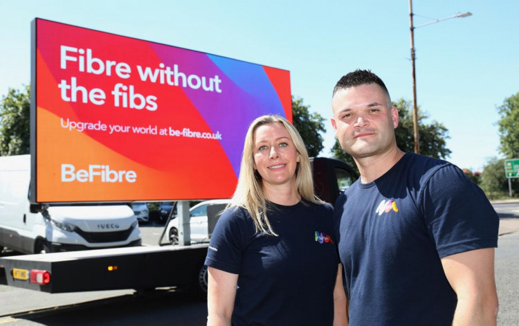 BeFibre: Natalie Fowler, Community Engagement Manager, and Harrison Lee, Regional Sales Manager - Picture by Richard Marsham