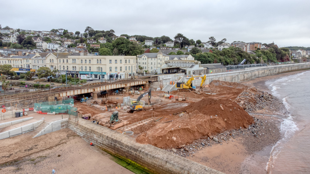 The location of the future link bridge and channel (Dawlish Beach Cams)