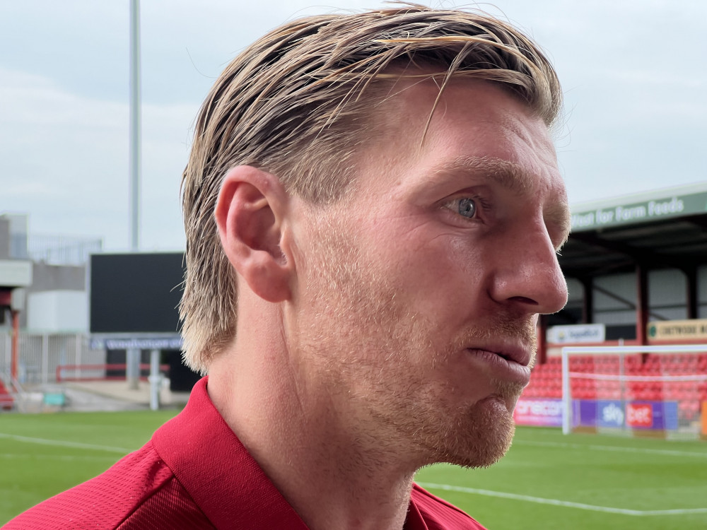 Stevenage captain Carl Piergianni speaking after Boro's excellent 2-1 comeback victory at Crewe. CREDIT: Nub News 