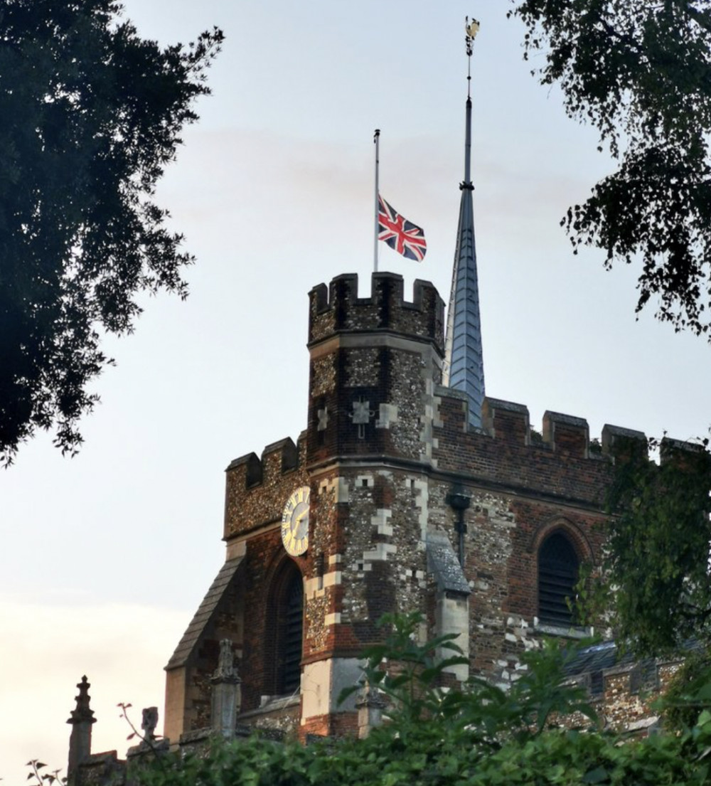 St Mary's Church also flew its Union Jack flag at half mast as a sign of respect. CREDIT: Sophie Bichener