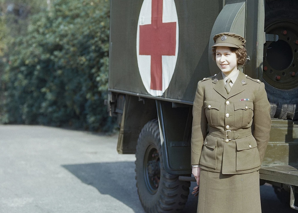 A 19-year-old Princess Elizabeth in the Auxiliary Territorial Service, April 1945. (Image - Cropped Public Domain bit.ly/3qpD1AZ Ministry of Information official photographer Imperial War Museum)