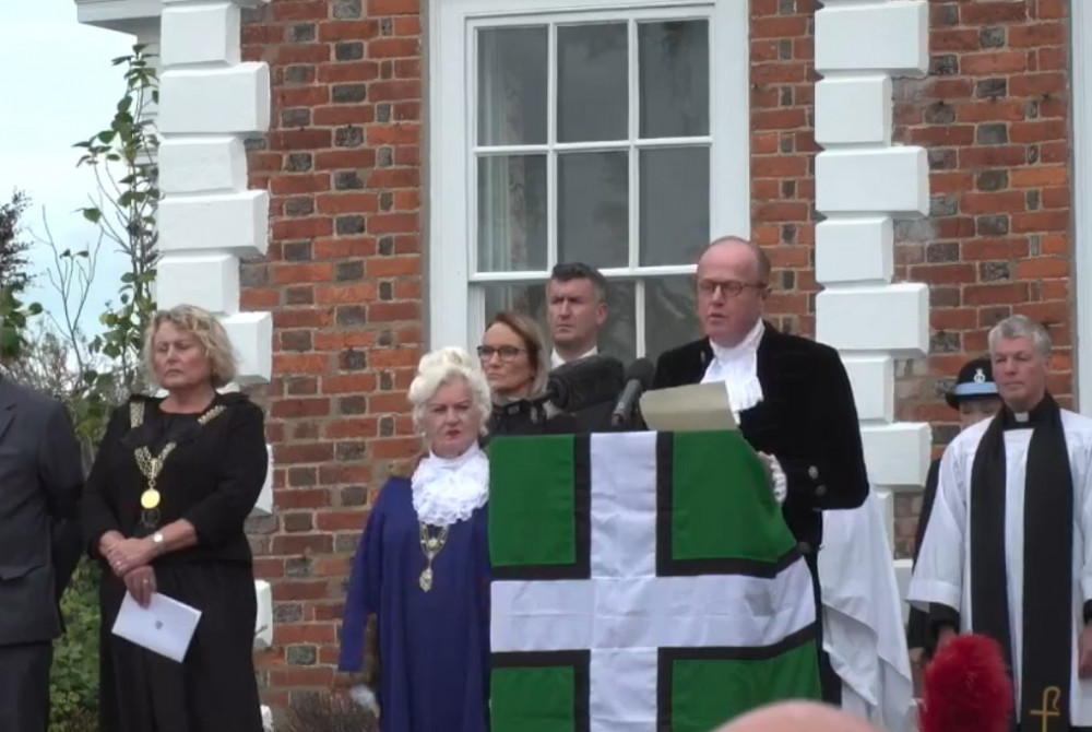 Proclamation of King Charles III read by High Sheriff of Devon, Richard Youngman at County Hall (Devon County Council)