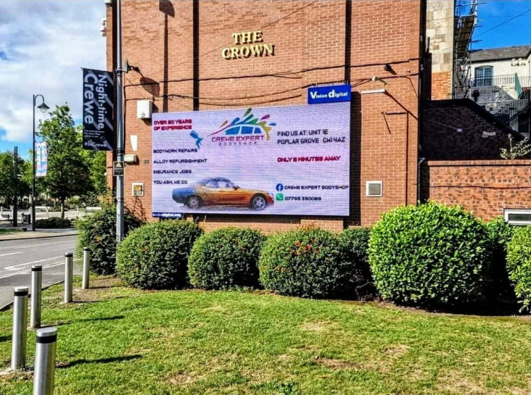 A new advertisement billboard was constructed last month (August) on the corner of Earle Street and Vernon Way - the wall of The Crown Hotel (Nicki Dee).