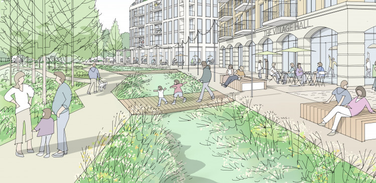 Artist’s impression of new community space fronting Kew Meadow Gardens. (Image: JTP)