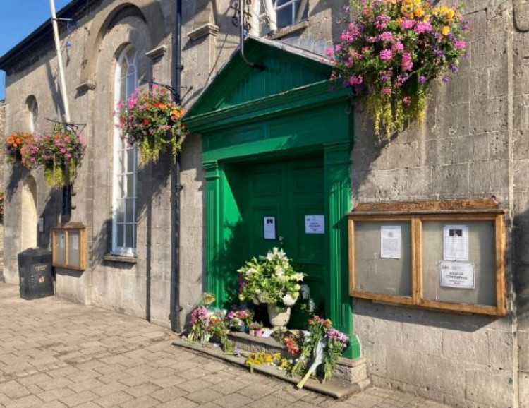 Flower Tribute to the Queen at Cowbridge Town Hall