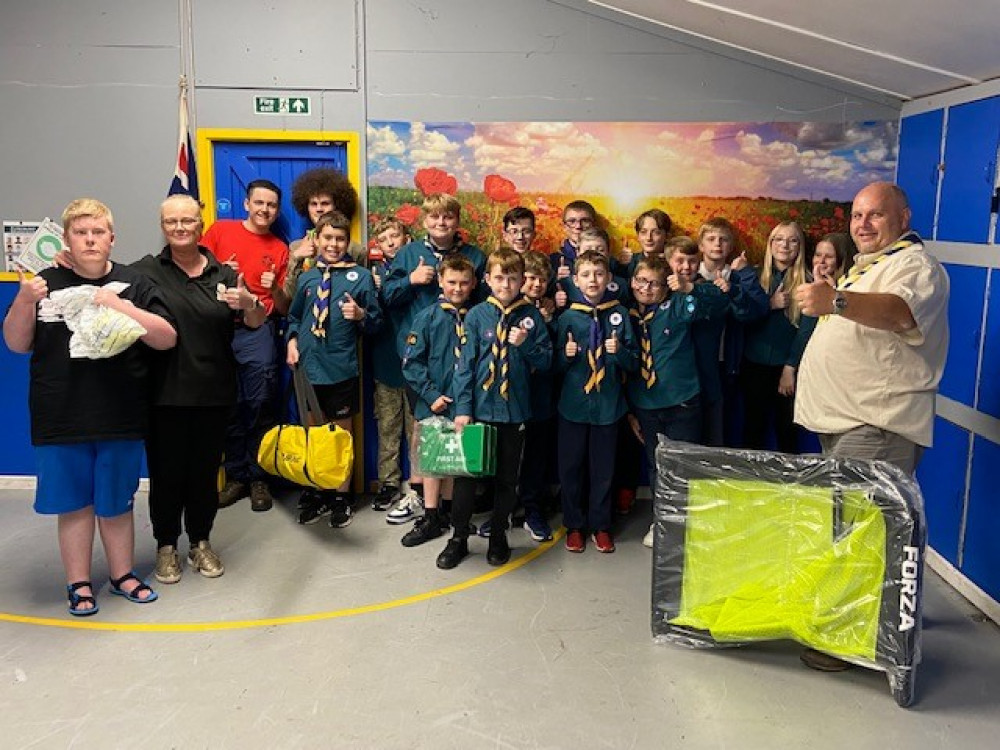 A Hucknall based charity has donated sports equipment and first aid kits worth around £500 to a local scout group. Photo Credit: Tom Surgay.